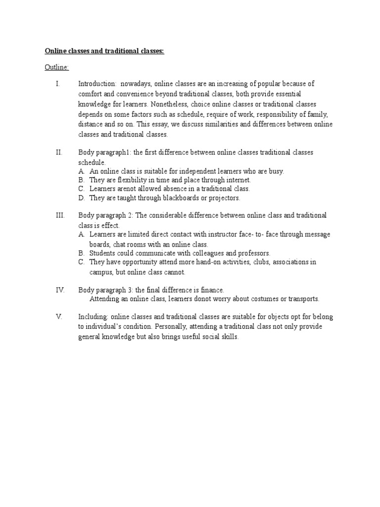 Online Classes and Traditional Classes | PDF | Educational Technology ...