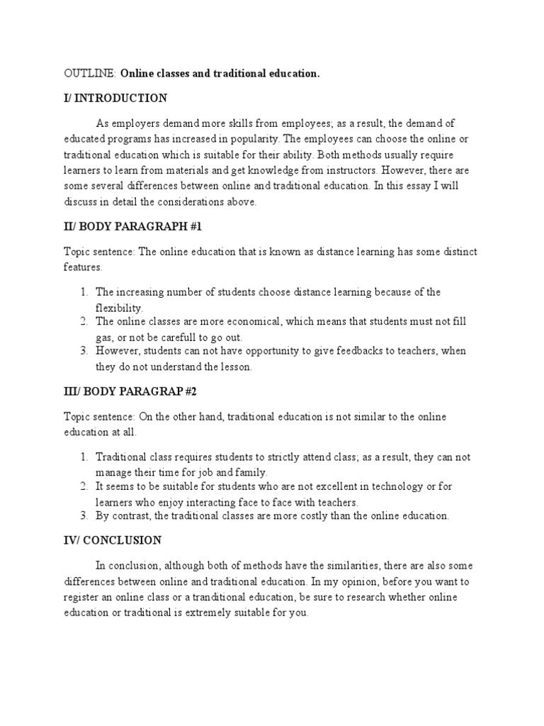 Online Education And Traditional Class
