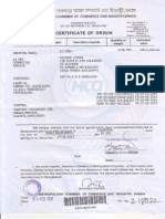 Cxeafibrd Cberf QF @El3I.Nv Qst$,Urmt: Certificate of Origin