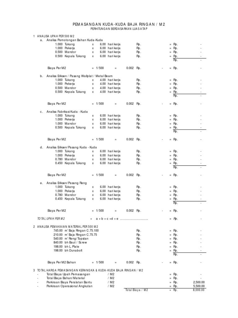 Contoh Perhitungan Rab Baja Ringan