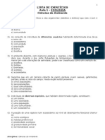 Aula 1 - Lista - Exercicios-ECOLOGIA PDF