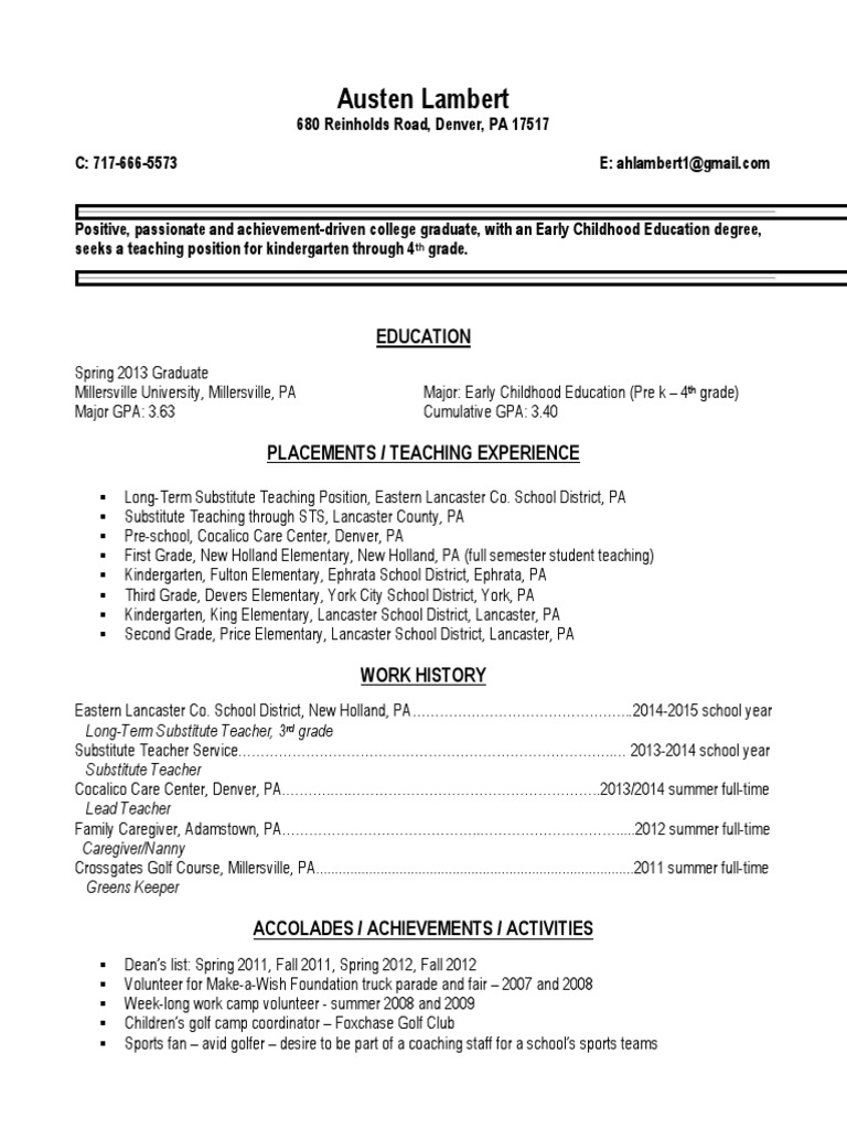 Austen Lambert Resume 2015 PDF | PDF