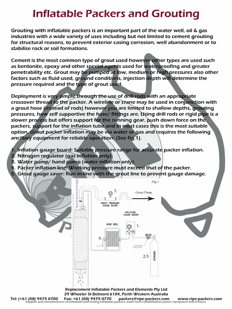 Inflatable Packers and Grouting | PDF | Casing (Borehole) | Pump