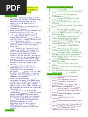 Report Card Comments