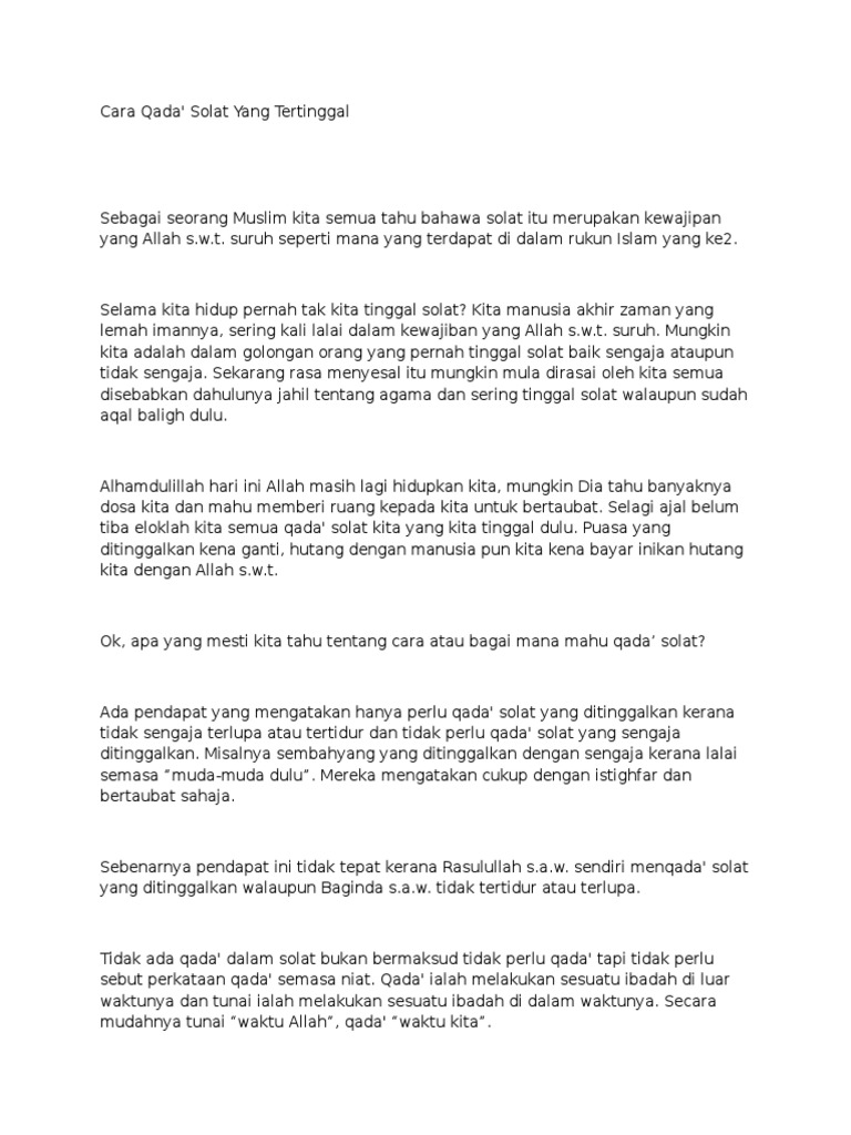 Cara Qada Solat Shared Pdf