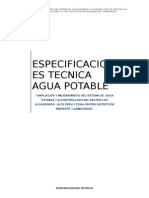 Especificaciones Tecnicad de Agua