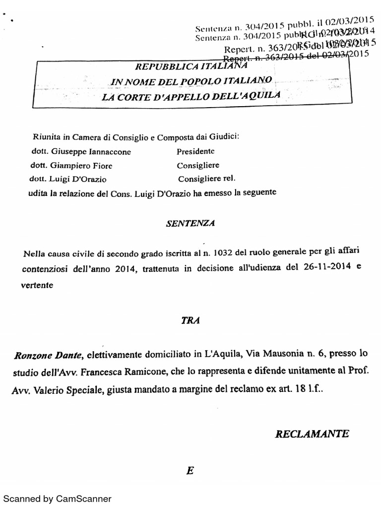 Revoca Fallimento Risco Sentenza Corte D'appello PDF