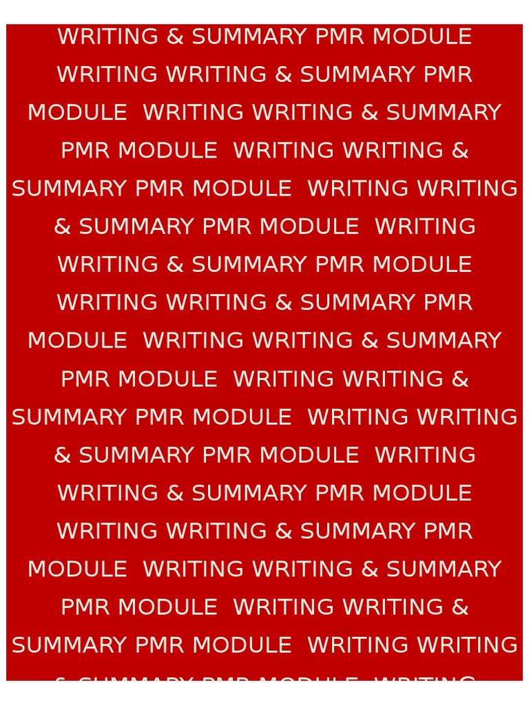 PMR Writing & Summary Module Guide | PDF | Oral Hygiene | Foods