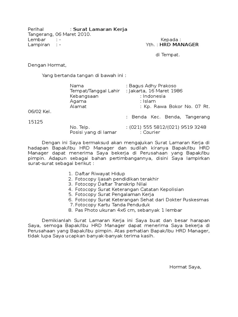 Surat Lamaran Kerjadocx