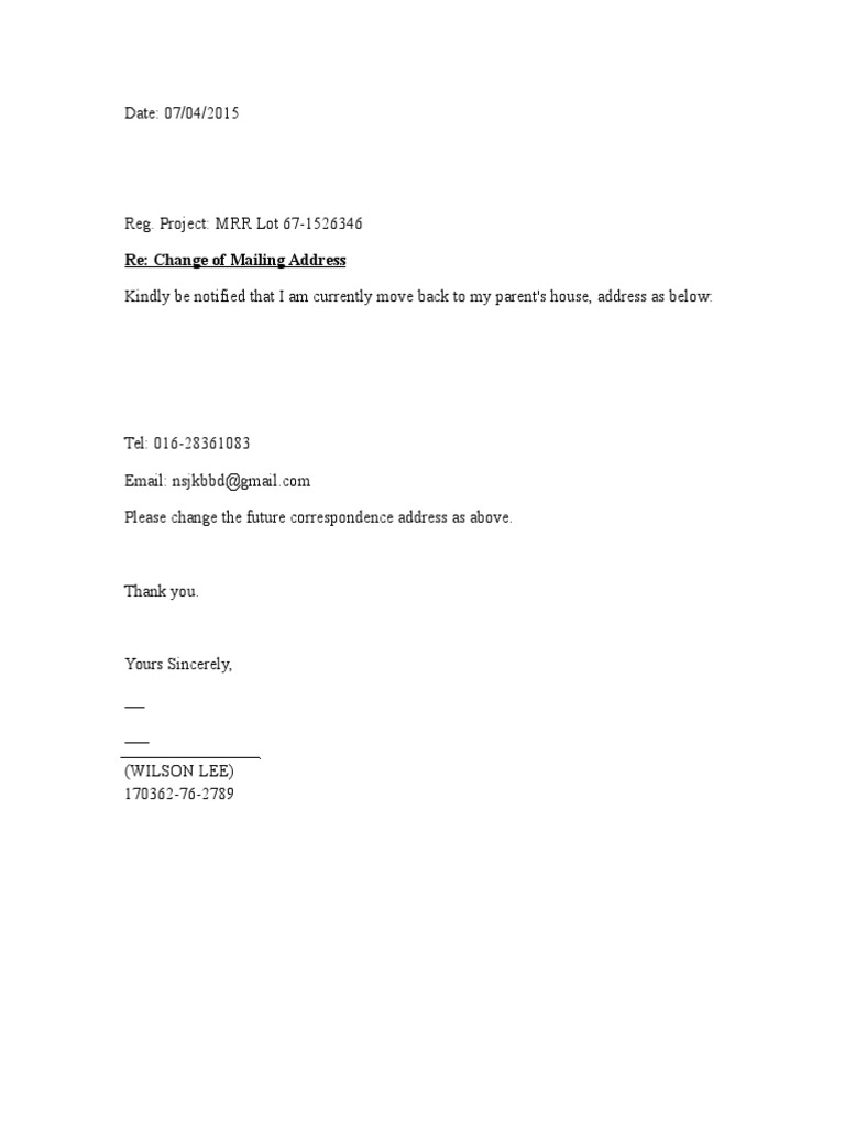 Letter of Address Changes | PDF