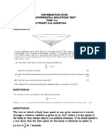 MATHEMATICS (9709) Differential Equations Test TIME: 1hr Attempt All Question