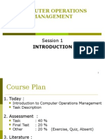 Computer Operations Management: Session 1