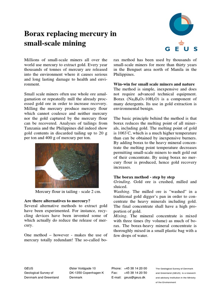 The Borax Method 2011 PDF Mercury (Element) Mining