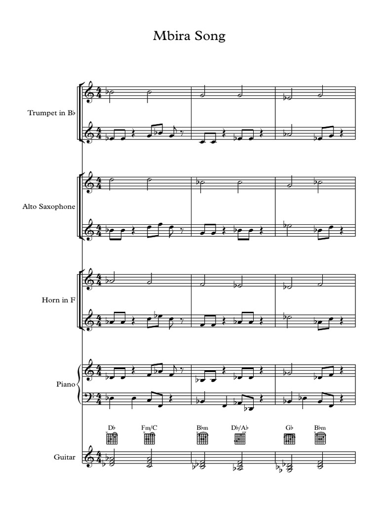 Mbira Song Full Score PDF Instruments de musique