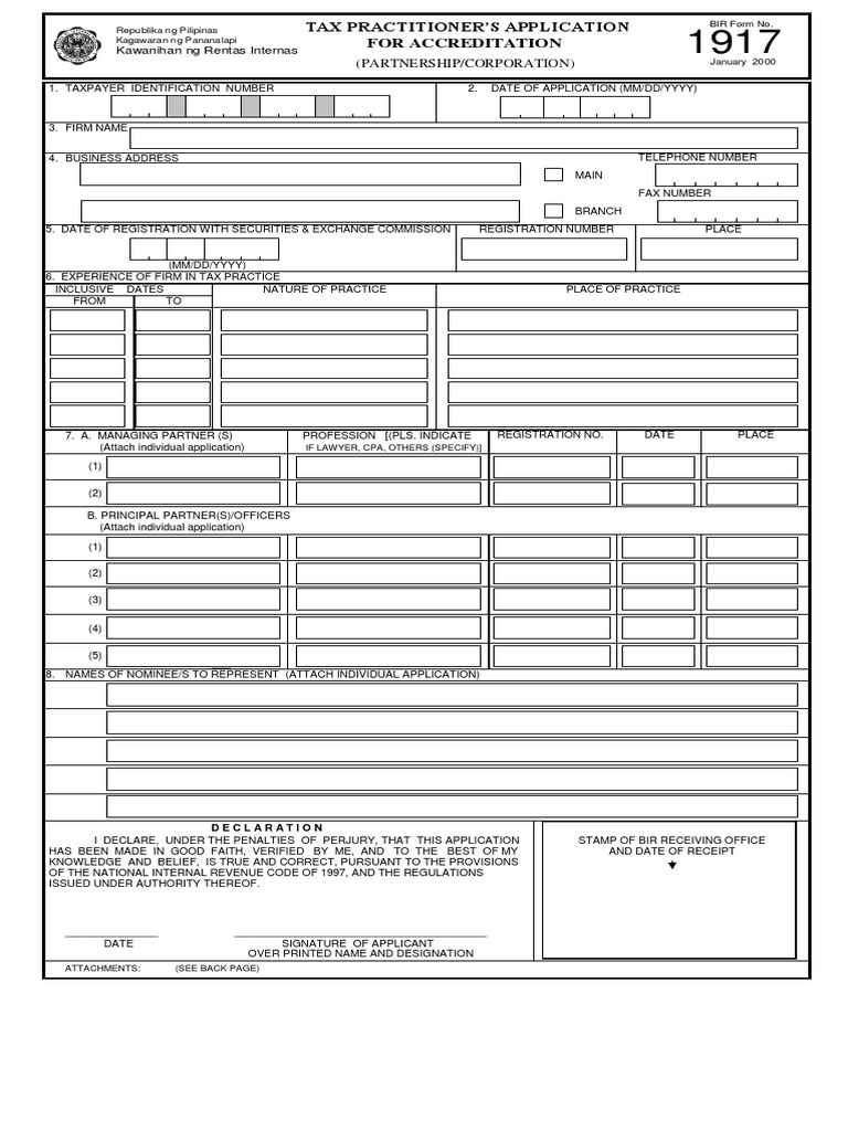 Tax Practitioner'S Application For Accreditation: Kawanihan NG Rentas ...