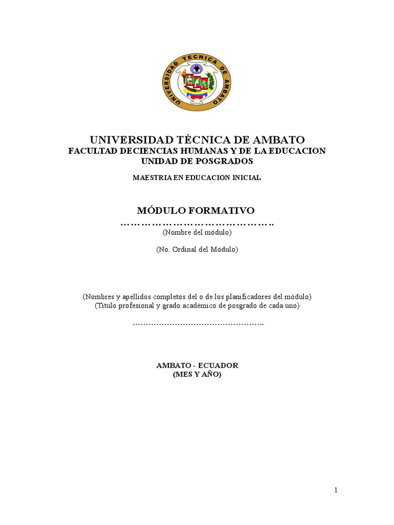 Esquema para Modulos Formativos Maestria | PDF | Jardín de infancia ...