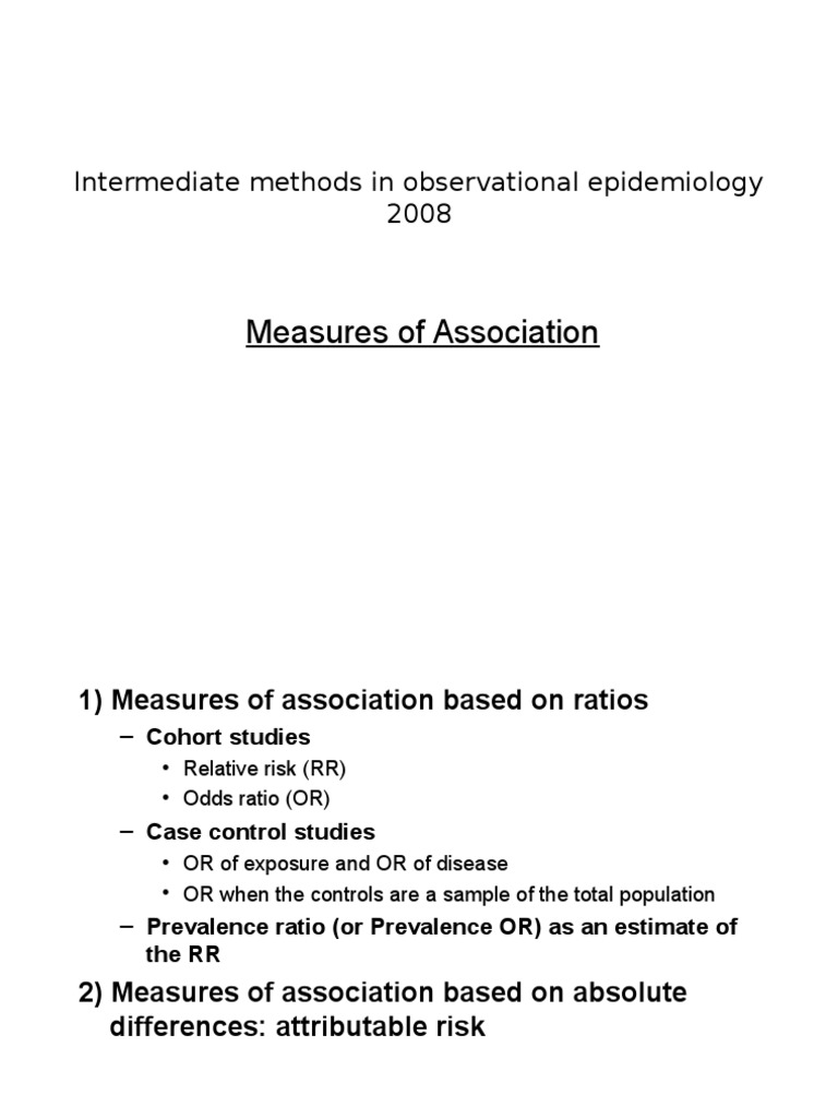 Measures Of Association Pdf Blood Pressure Odds Ratio