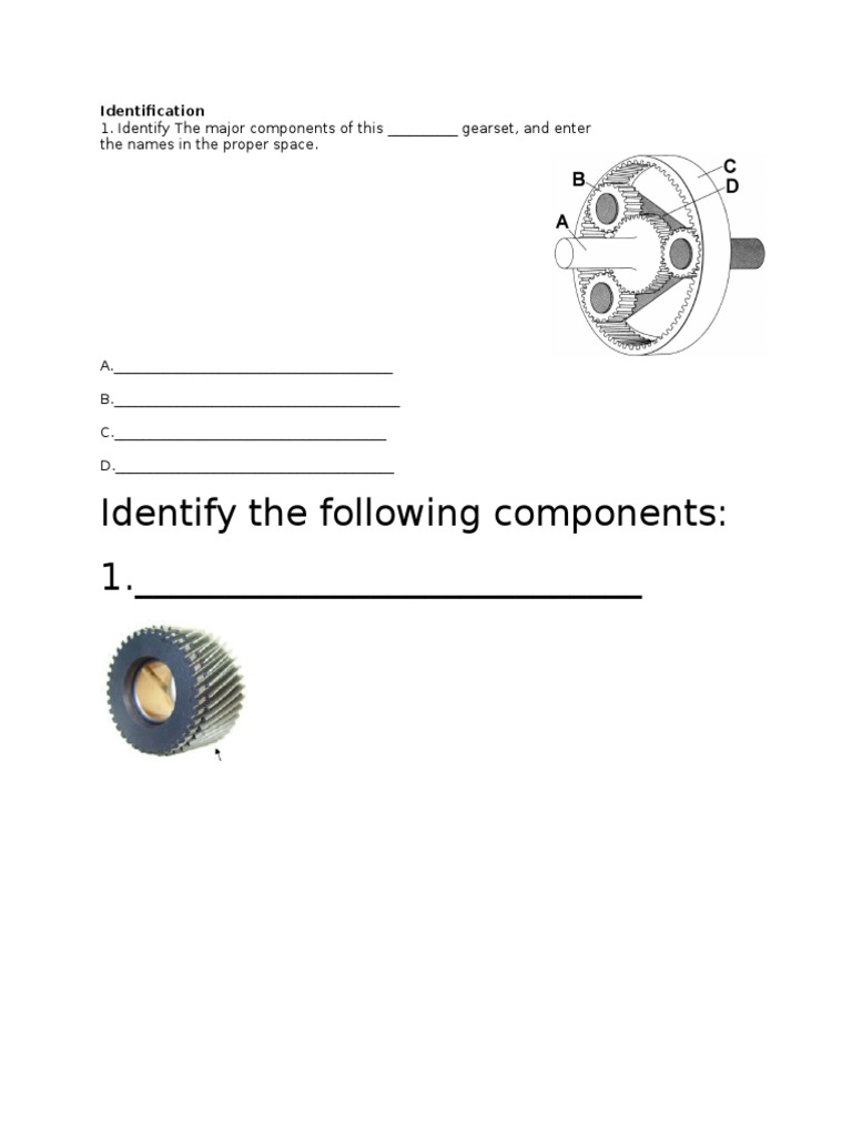 Gearset Component Identification Guide | PDF | Business