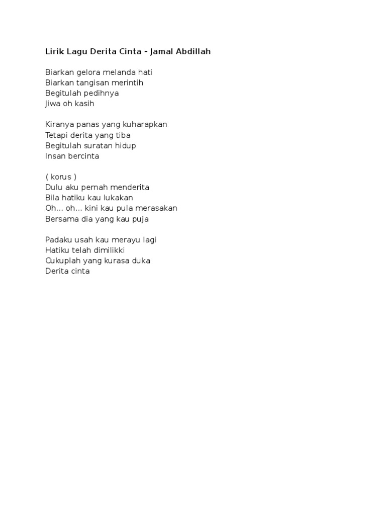 Lirik Lagu Derita Cinta Pdf