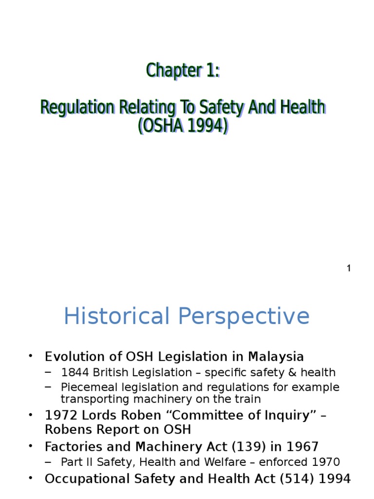 Overview of OSHA 1994 Regulations | PDF | Occupational Safety And ...