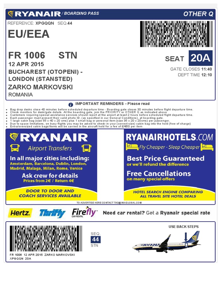 Ryanair Boarding Pass | PDF