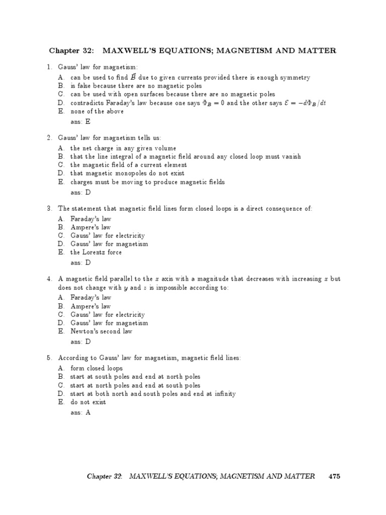 Chapter 32 - Maxwell's Equations Magnetism of Matter | PDF | Magnetic Field  | Magnetism