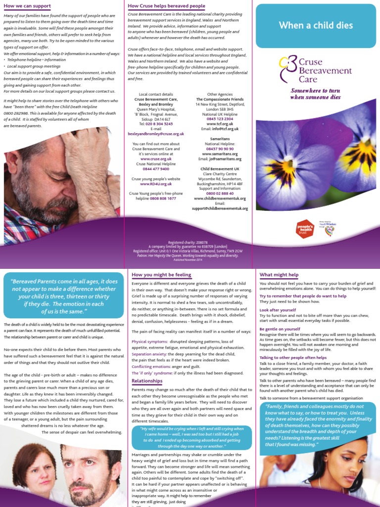 When A Child Dies Leaflet PDF Grief Emotions