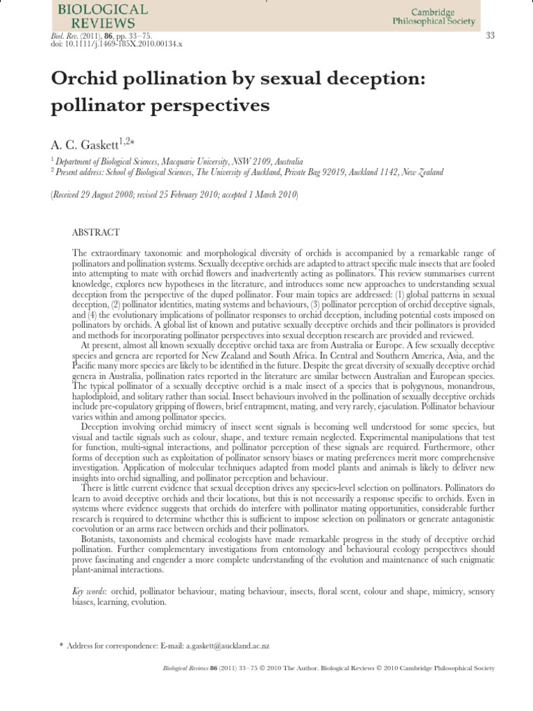Gaskett - Orchid Pollination by Sexual Deception Pollinator ...