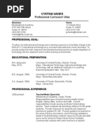 Hanks Cindy Curriculum Vitae