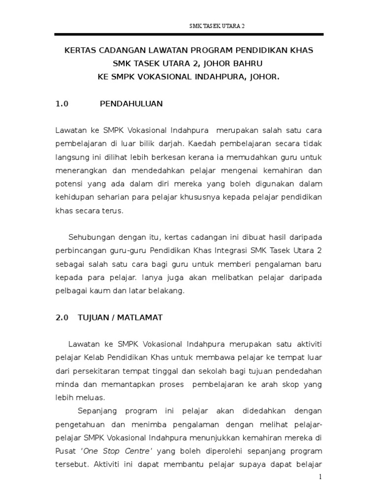 Kertas Kerja Lawatan