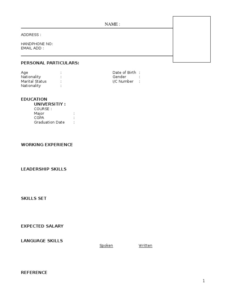 Personal Particulars:: Name | PDF | Career & Growth