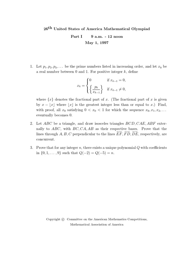 Usamo 1997 | PDF | Teaching Methods & Materials