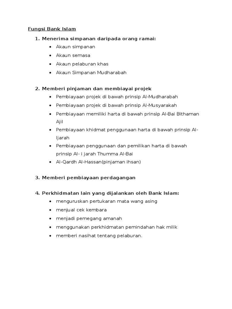 Nota Fungsi Bank Islam Pdf