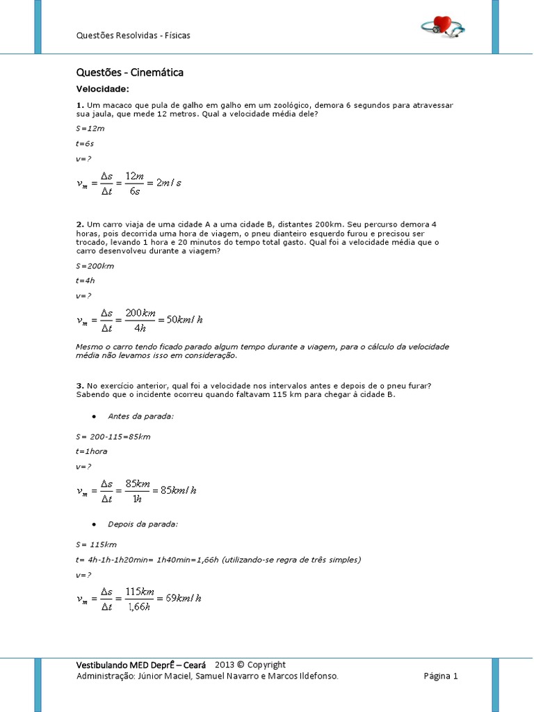 TD de Física, PDF, Velocidade