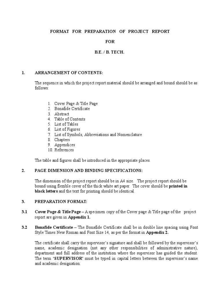 Ug Project Report Format Pdf Typefaces Times New Roman