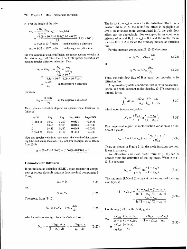 Unimolecular Diffusion in Mass Transfer | PDF