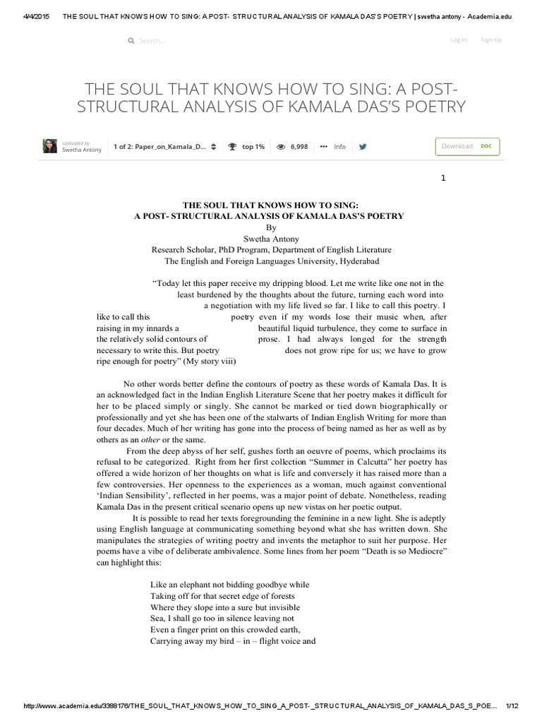 The Soul That Knows How To Sing A Post Structural Analysis of