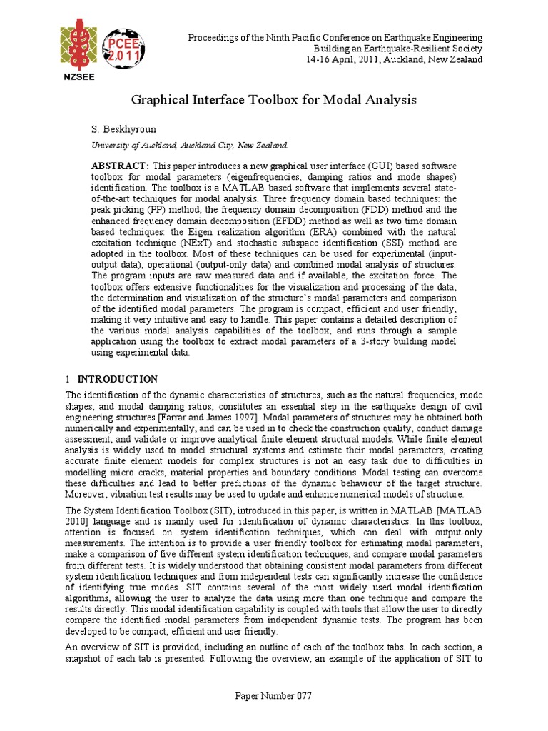 Modal Analysis Toolbox for Structures | PDF | Spectral Density | Low ...