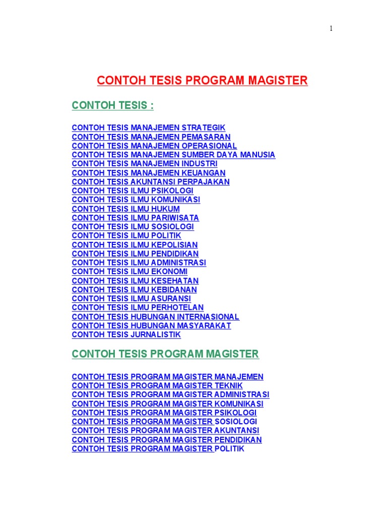 Contoh Tesis Program Magister