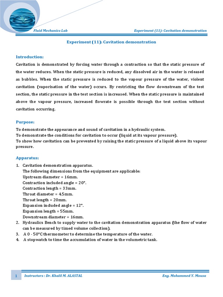 Experiment 11 4 Hydraulics Lab 2 PDF Flow Measurement Valve