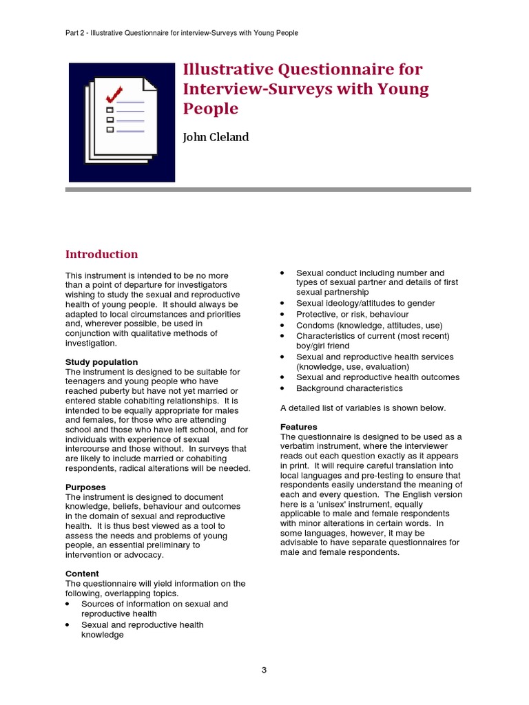Questionnaire on Youth Sexual Health | PDF | Sexual Intercourse ...