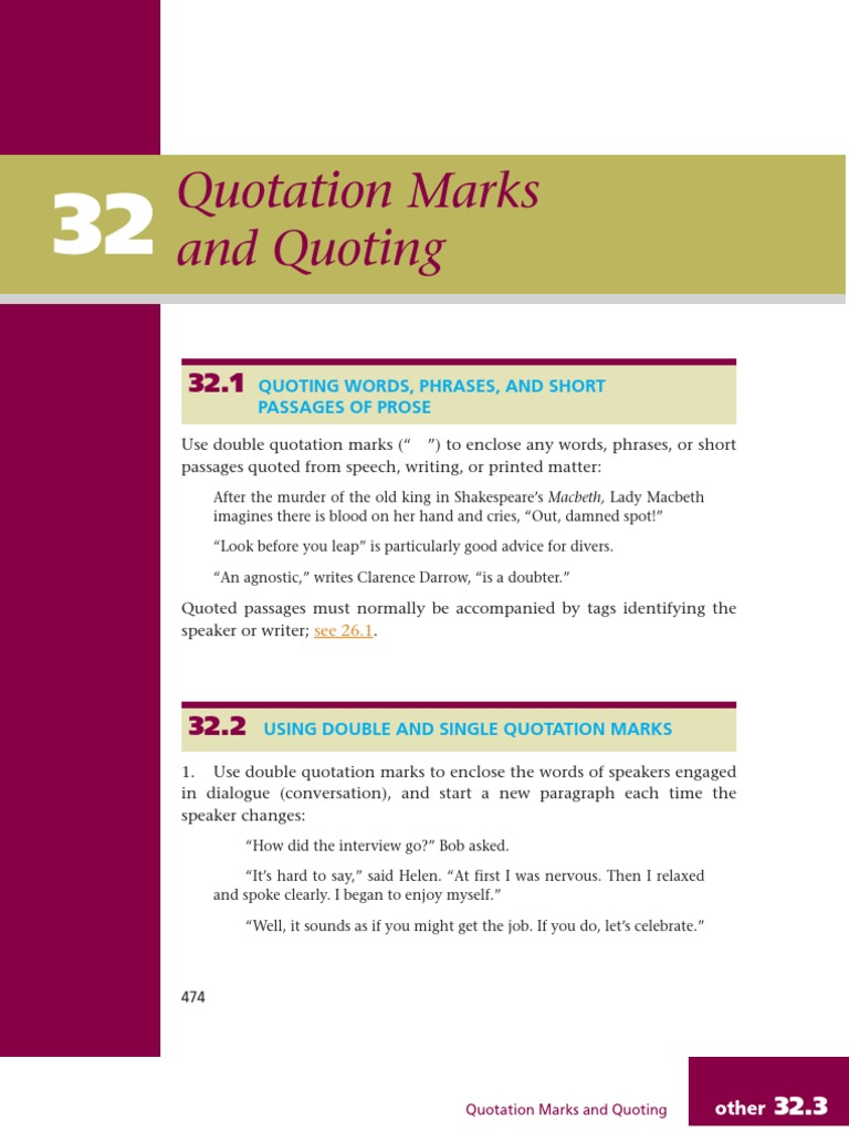 Book01Chapter32 Quotation Marks and Quoting PDF Comma Sic