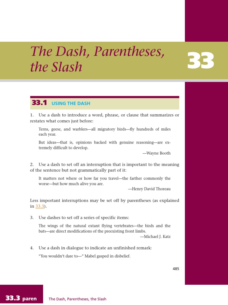 Book01Chapter33 the Dash Parentheses the Slash Bracket Punctuation