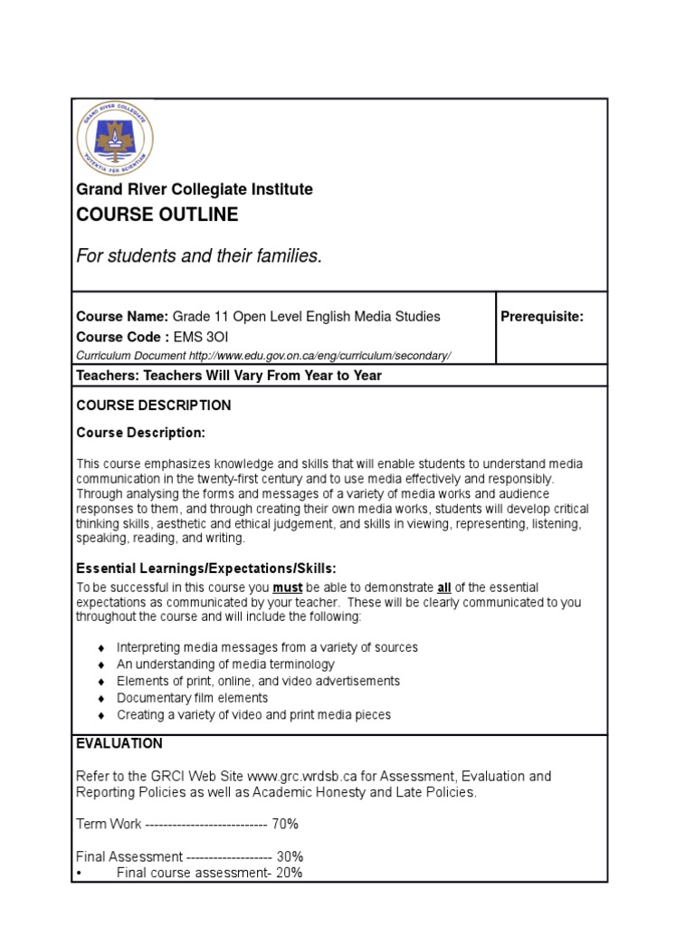 Comm 391 course outline image