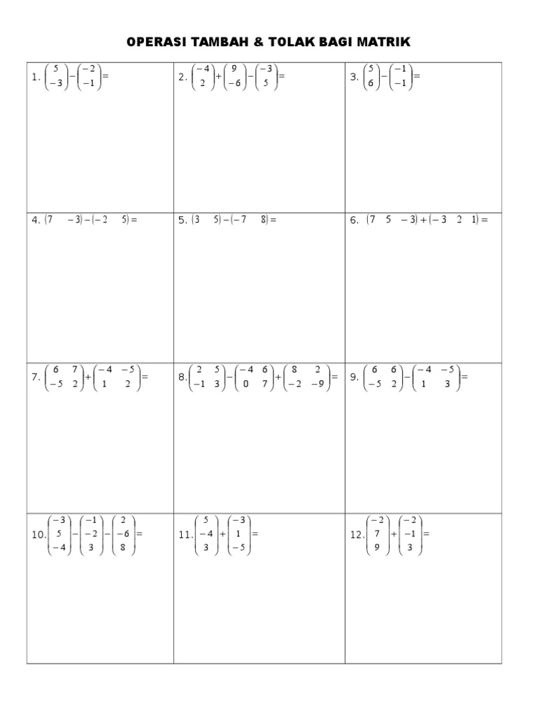 Latihan Tambah Tolak Matrik Ting 5 Bab 4 Pdf