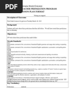 N S C Teacher Preparation Program Lesson Plan Format: Description of Classroom