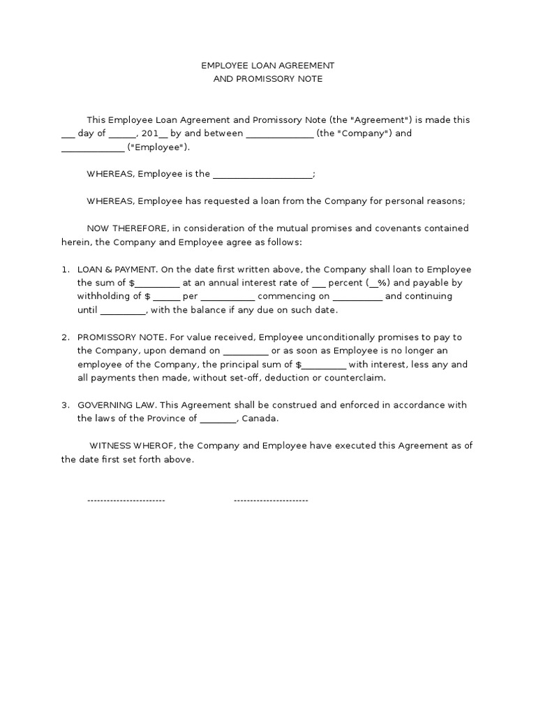 Employee Loan Agreement