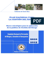 Plan Nacional Para Gestion Riesgo 2010 2015 Costa Rica