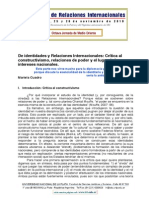 De Identidades y Relaciones Internacionales - Crític A Al Constructivismo, Relaciones de Poder y El Lugar de Los Intereses Nacionales