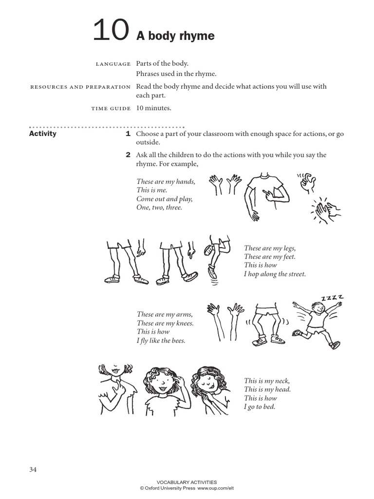 Engaging Body Rhyme Activity for Kids | PDF | Foreign Language Studies ...